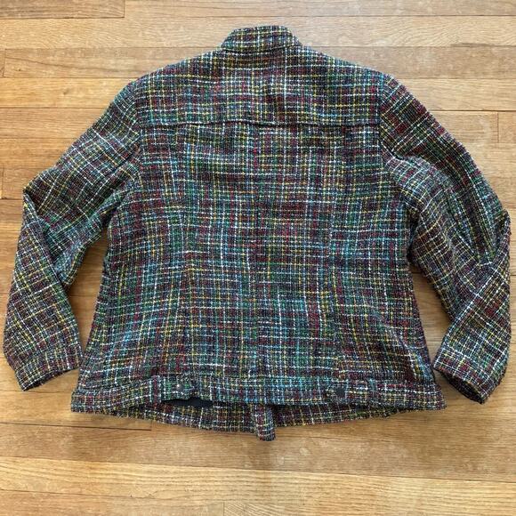 Coldwater Creek wool blend yellow red green blue white tweed jacket size 18
 b23 - Picture 6 of 6